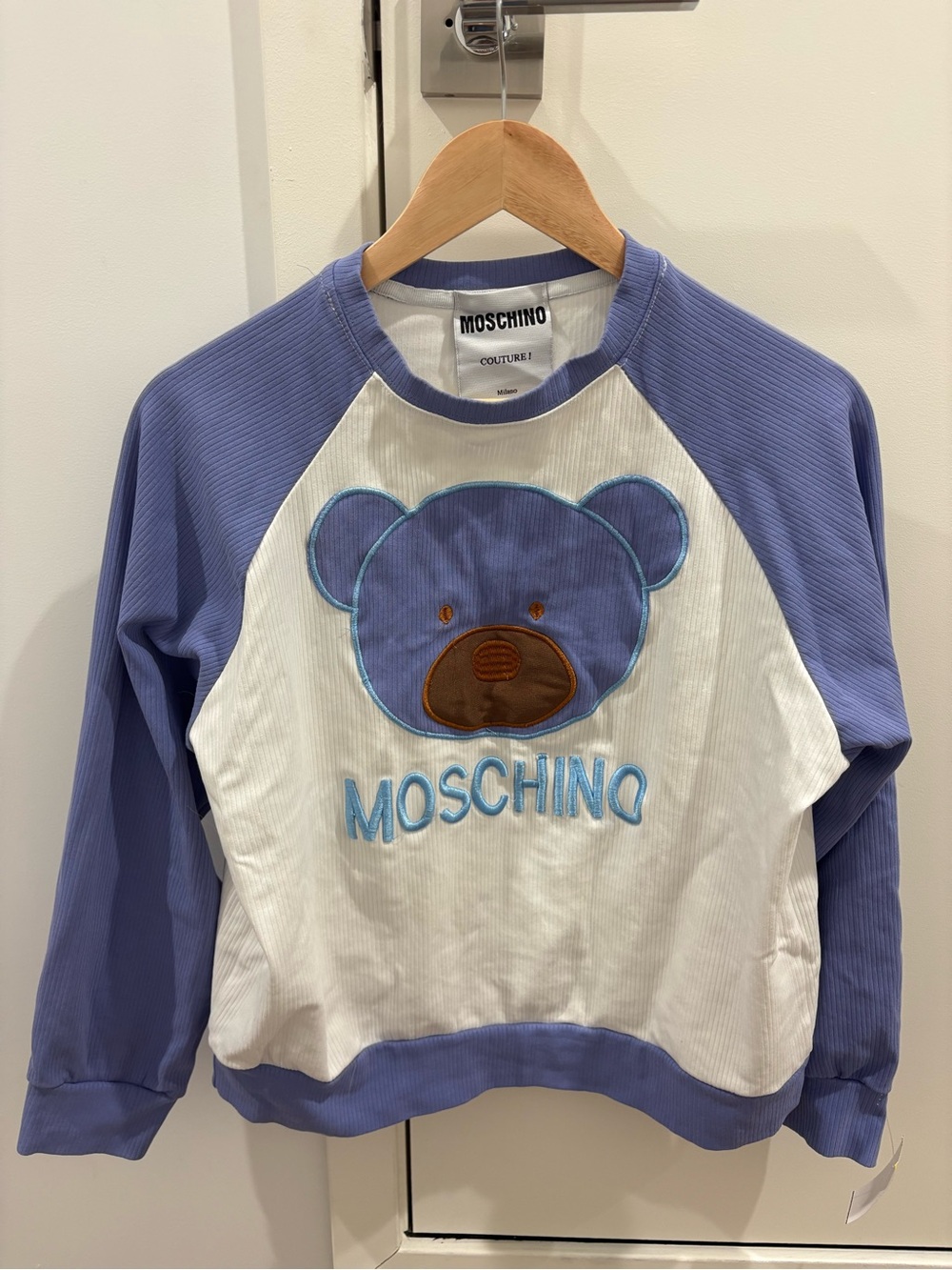 Moschino Lavender & White Bear Appliqué Sweatshirt